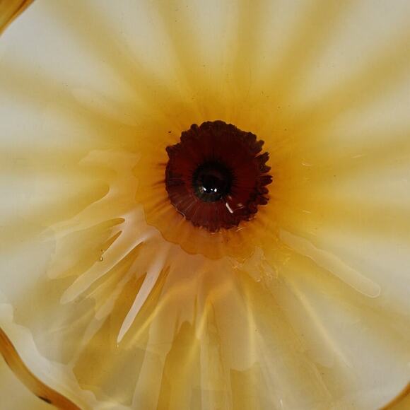 Vintage Empoli Italy Circus Tent Amber Glass Lidded Candy Dish Jar 1960s MCM - Picture 11 of 11